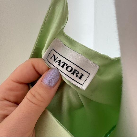 Natori vintage Green n Blue slip Dress fairycore mermaid whimsy cottage luxury L - Picture 7 of 8